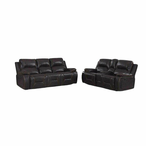 Homeroots 89 x 40 x 40 in. Modern Brown Leather Sofa & Loveseat 343853